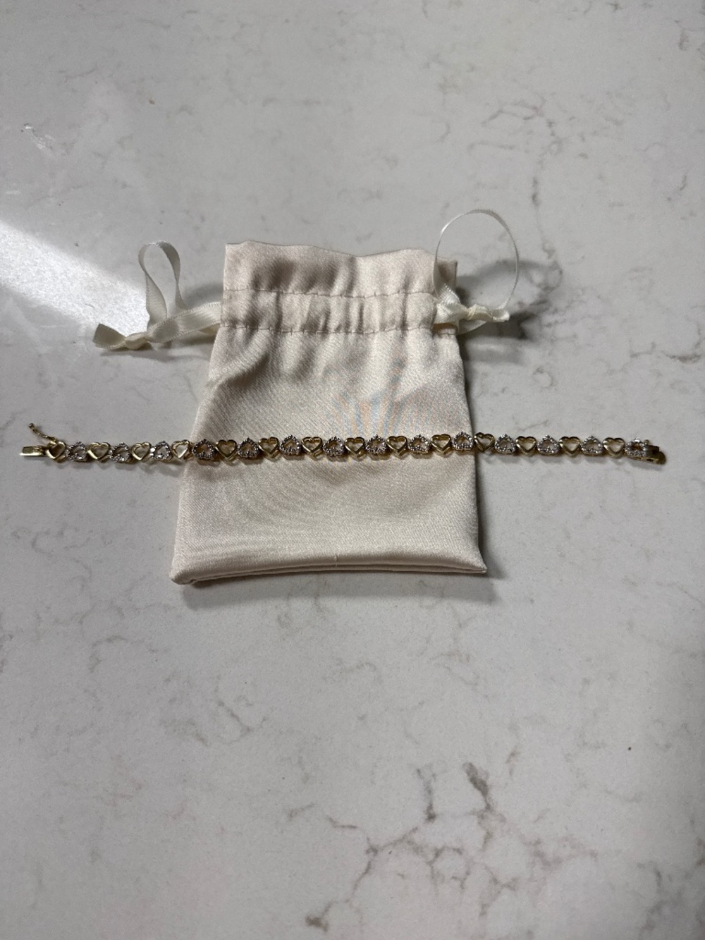 Heart Gold Tennis Bracelet